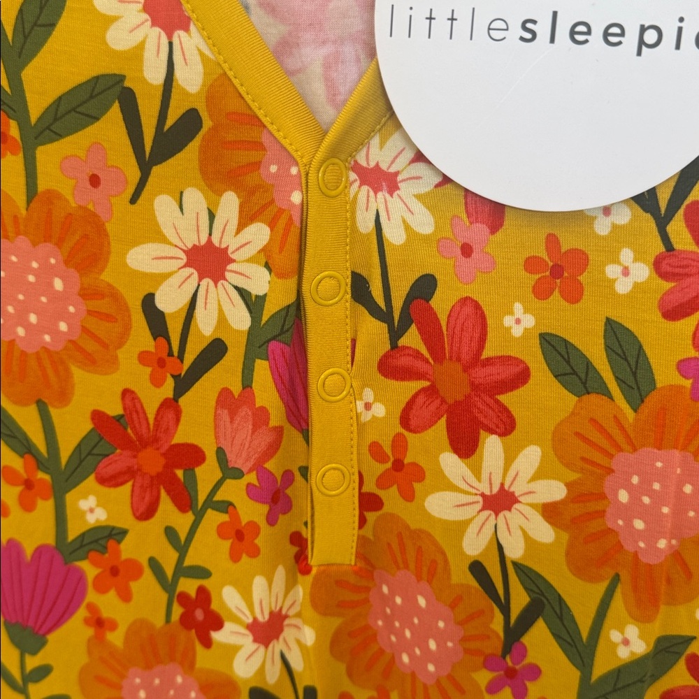 Little Sleepies womens Floral V-Neck Pajama Top Golden Yellow Large - Picture 4 of 5